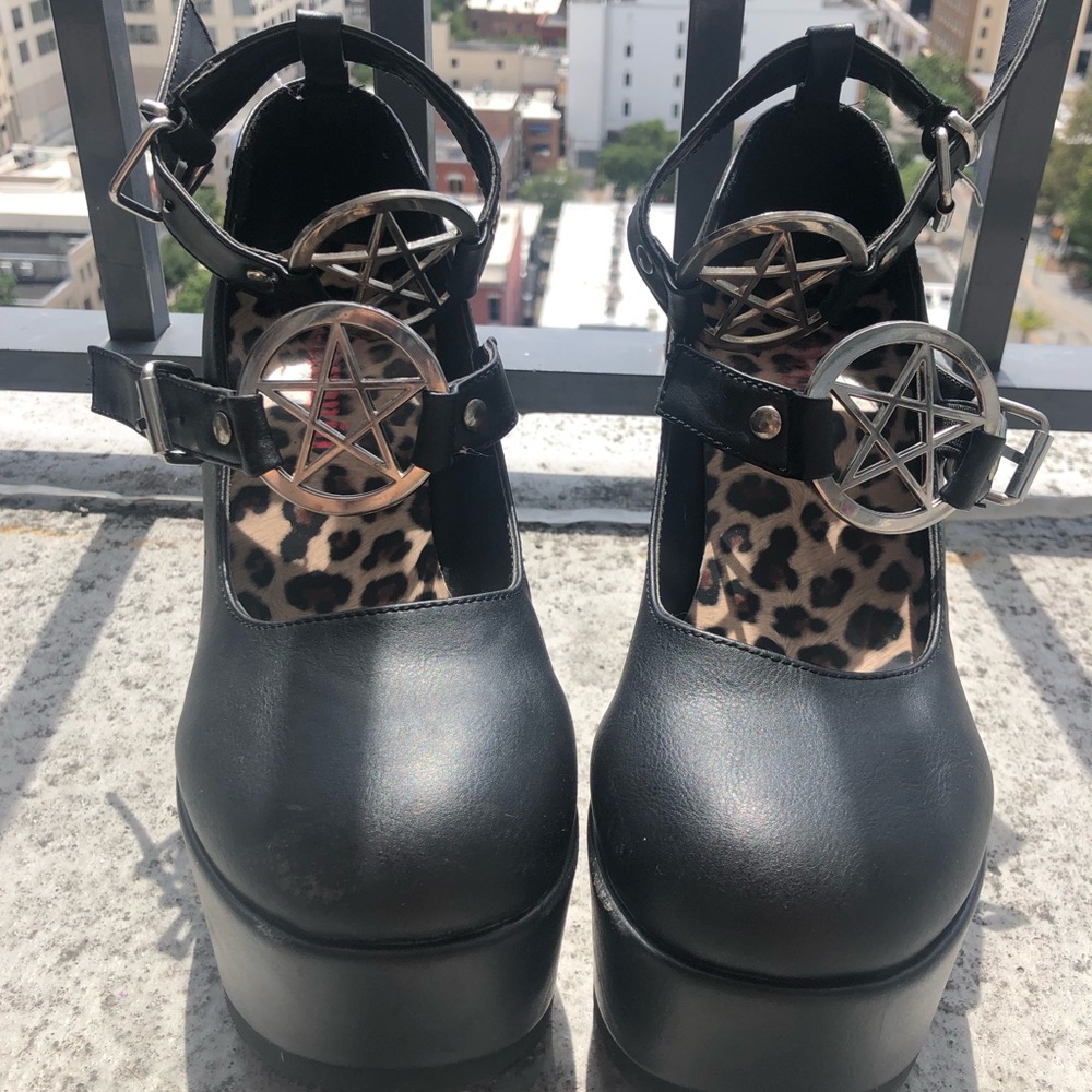 Demonia platform wedges , pentagrams.